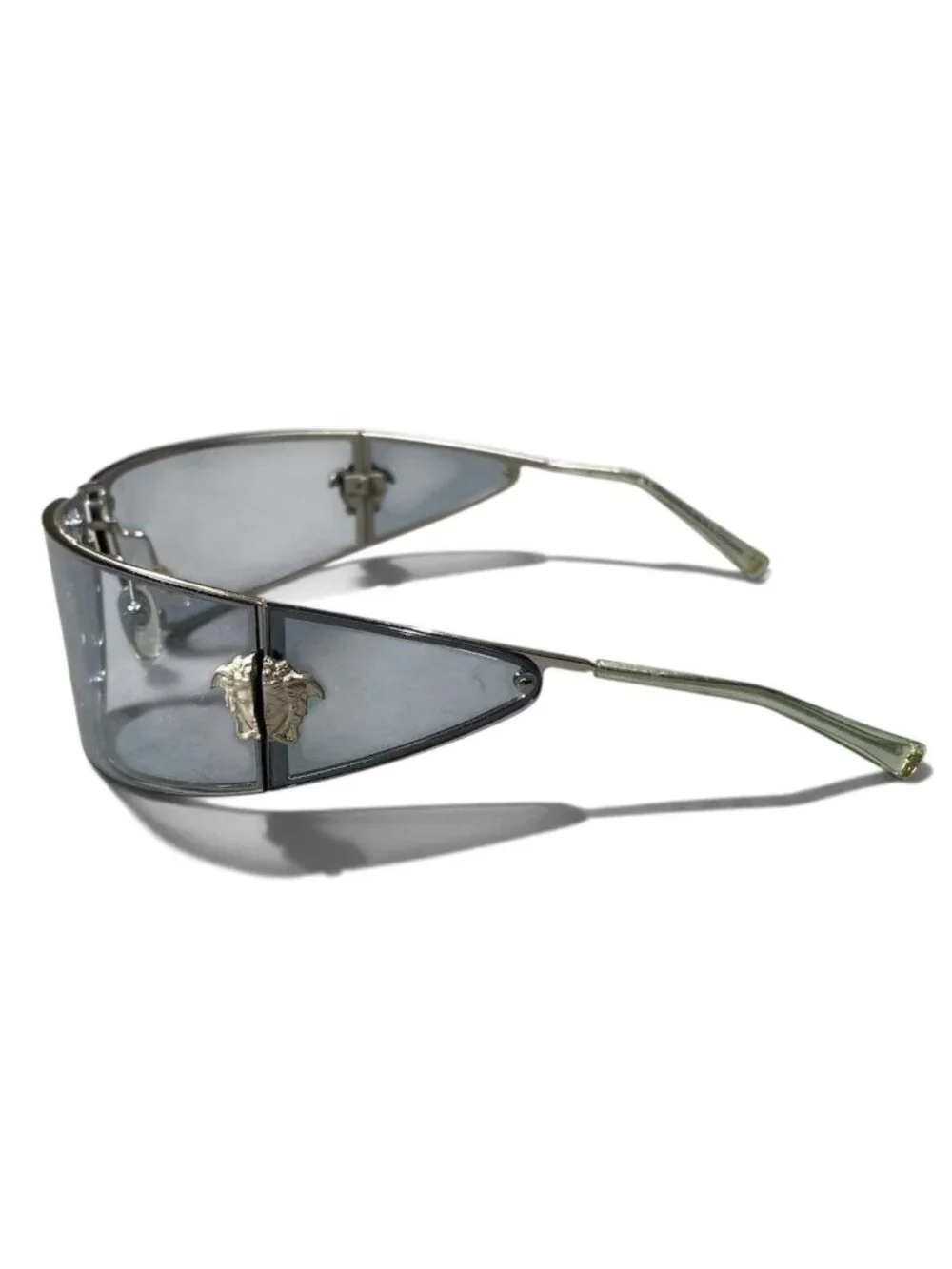 Versace Side Shield Sunglasses Mod Silver Clear Blue Eyewear